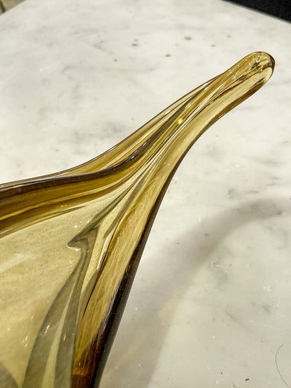 Handblown Green Iridescent Alaska Gallery Glass Pea Pod Sculpture