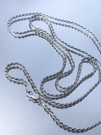Italian 925 Sterling Silver Twisted Rope 30-Inch Chain Necklace