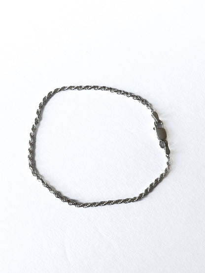 Radiant Italian 925 Sterling Silver Twisted Rope 7-Inch Chain Bracelet