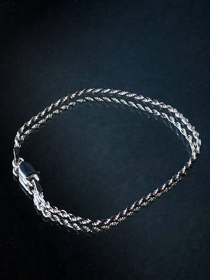 Radiant Italian 925 Sterling Silver Twisted Rope 7-Inch Chain Bracelet