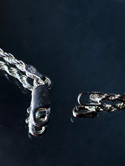 Radiant Italian 925 Sterling Silver Twisted Rope 7-Inch Chain Bracelet