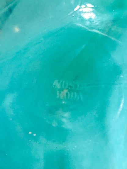Kosta Boda 2000 Atoll Anna Ehrner Green Swirl Clear Candle Holder Bowl