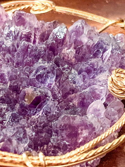 Hand Crafted Gold Filled Wire Wrapped Natural Amethyst Crystal Pendant