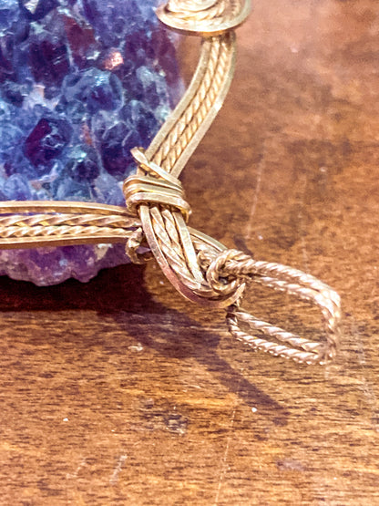 Hand Crafted Gold Filled Wire Wrapped Natural Amethyst Crystal Pendant