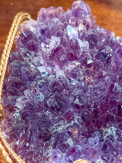 Hand Crafted Gold Filled Wire Wrapped Natural Amethyst Crystal Pendant