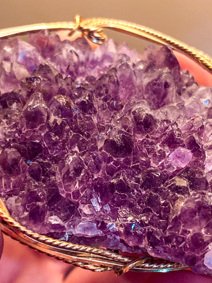 Hand Crafted Gold Filled Wire Wrapped Natural Amethyst Crystal Pendant