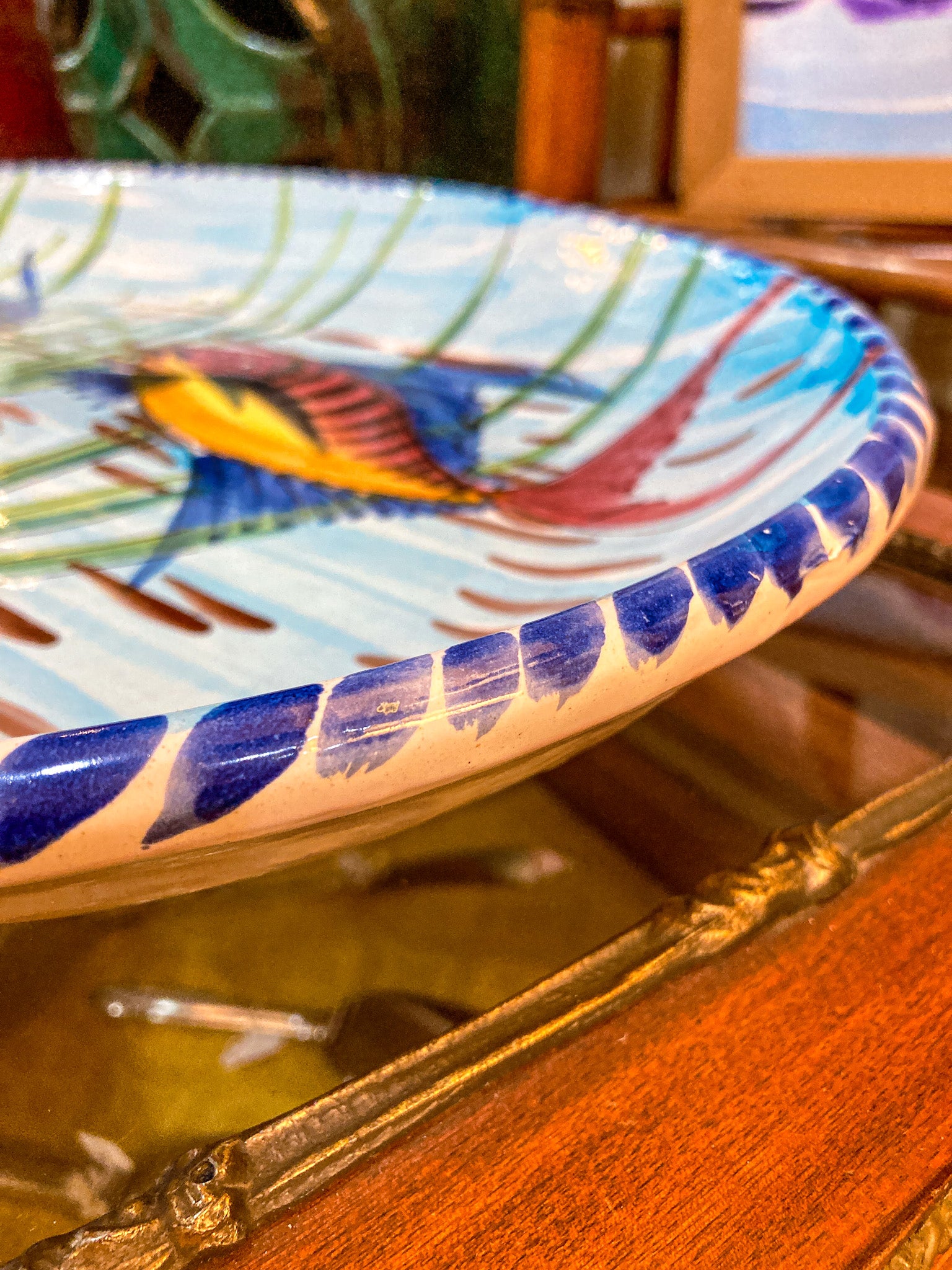 Large Vietri Italian Hand Painted Mediterranean Fish Ceramic