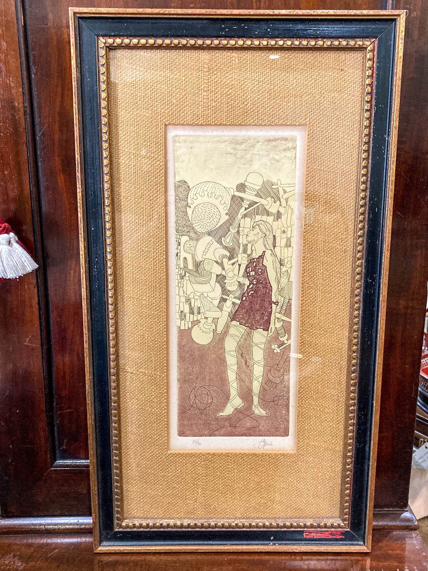 Linda Stein (1943-) School Work 51/90 Limited Edition Framed Paper Etching Print