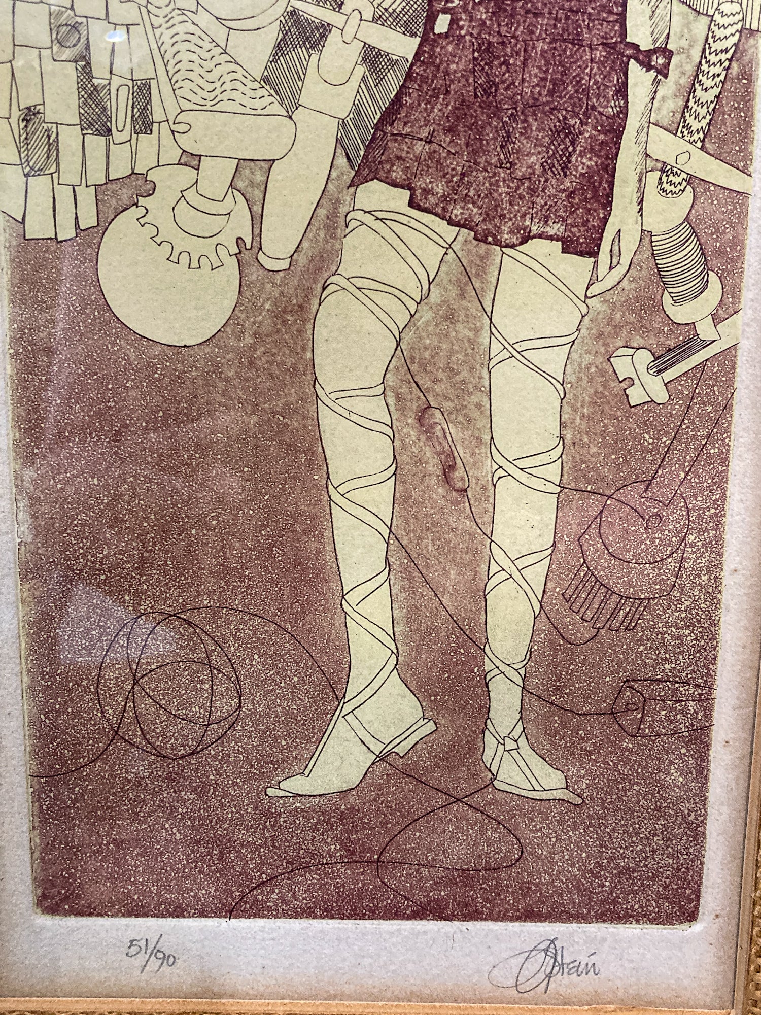 Linda Stein (1943-) School Work 51/90 Limited Edition Framed Paper Etching Print