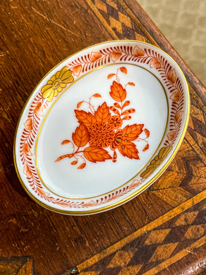 Miniature Herend Chinese Bouquet Hand Painted Porcelain Trinket Ring Dish