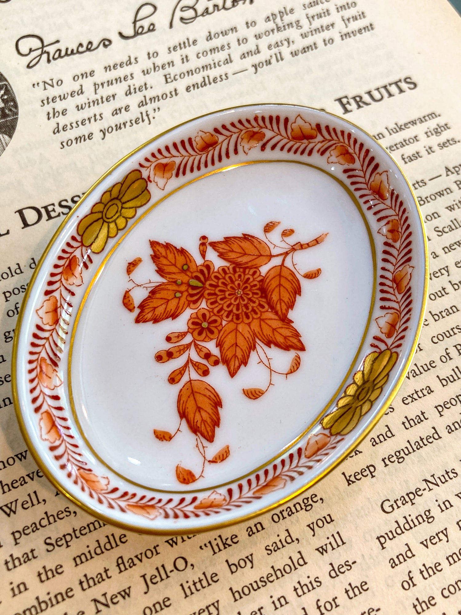 Miniature Herend Chinese Bouquet Hand Painted Porcelain Trinket Ring Dish