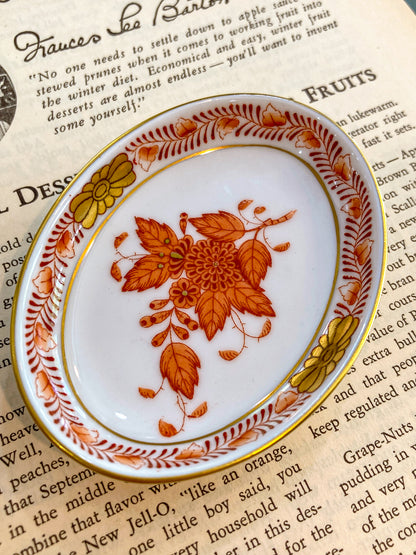 Miniature Herend Chinese Bouquet Hand Painted Porcelain Trinket Ring Dish