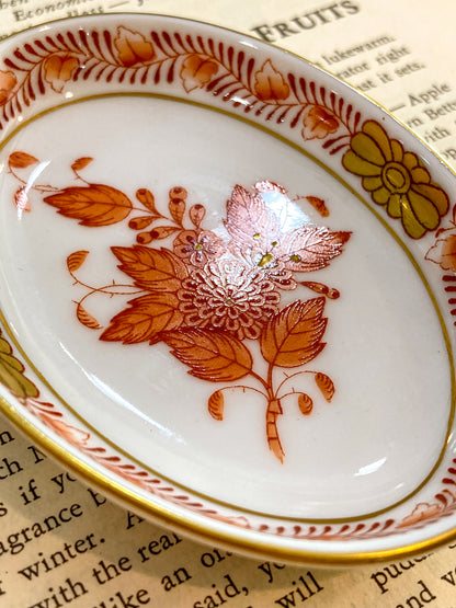 Miniature Herend Chinese Bouquet Hand Painted Porcelain Trinket Ring Dish