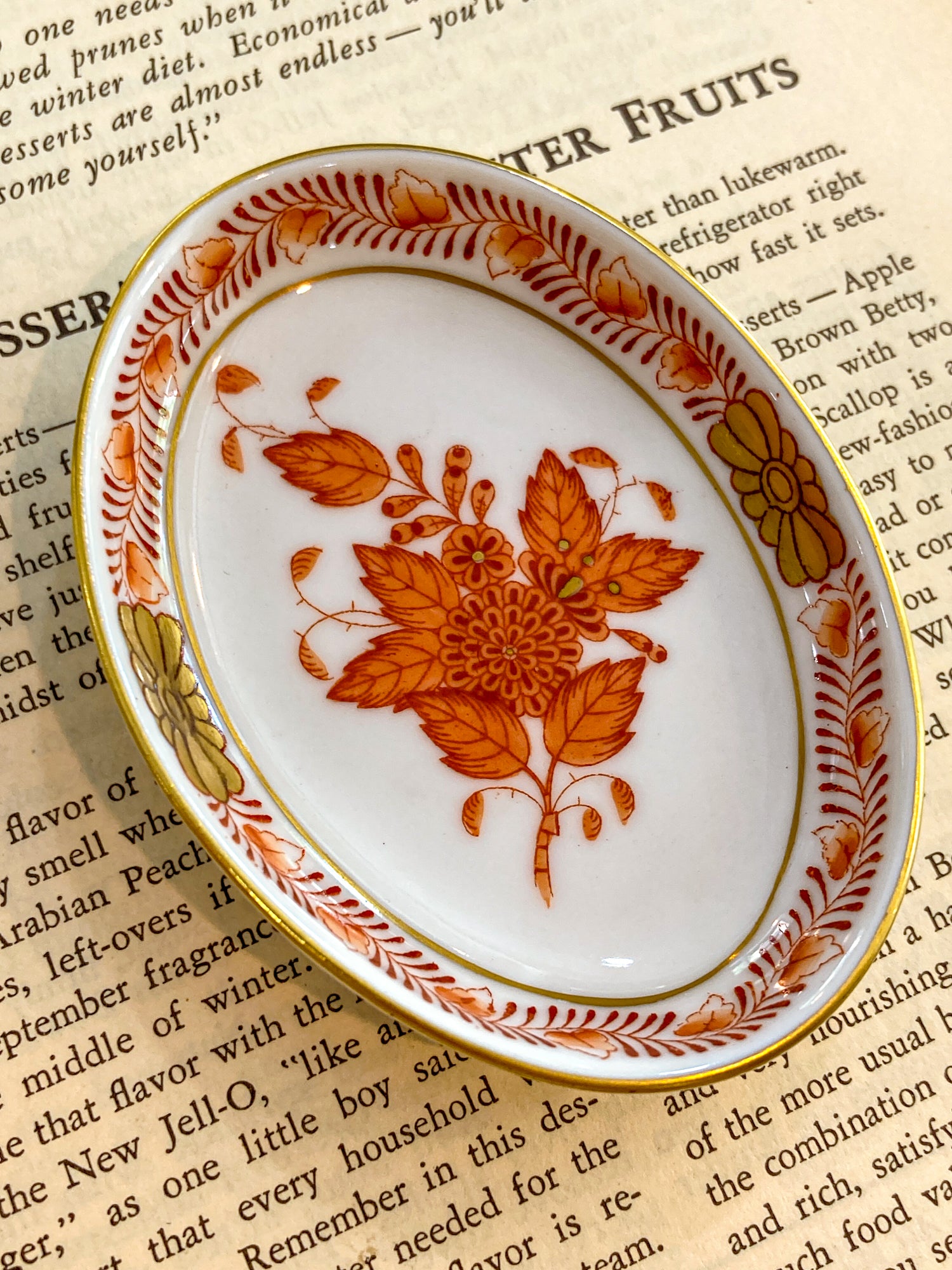 Miniature Herend Chinese Bouquet Hand Painted Porcelain Trinket Ring Dish