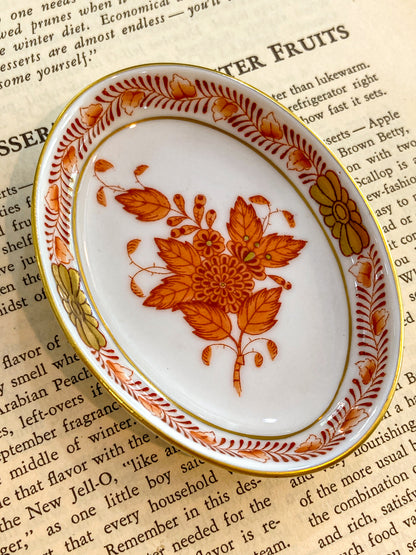Miniature Herend Chinese Bouquet Hand Painted Porcelain Trinket Ring Dish