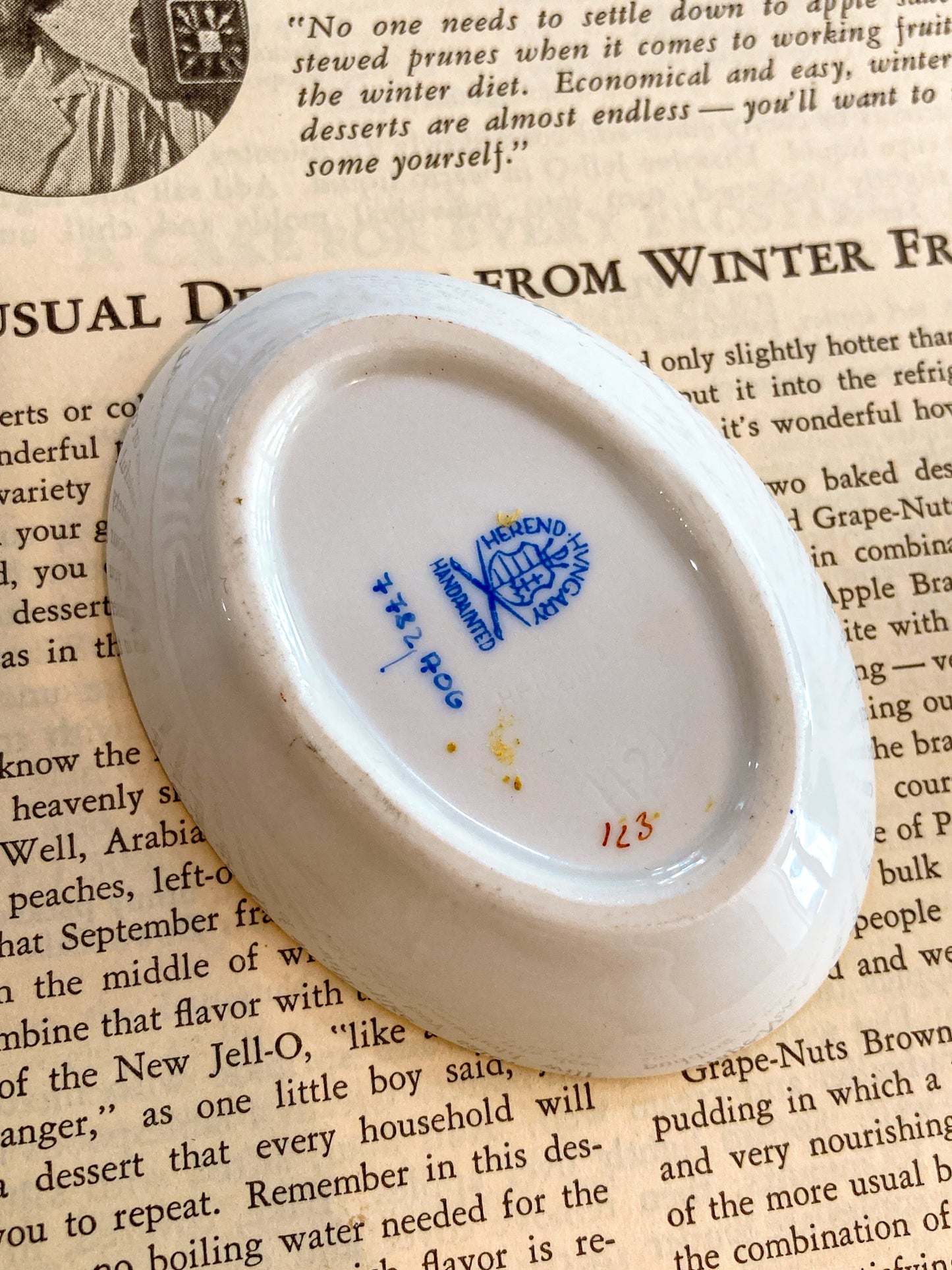 Miniature Herend Chinese Bouquet Hand Painted Porcelain Trinket Ring Dish