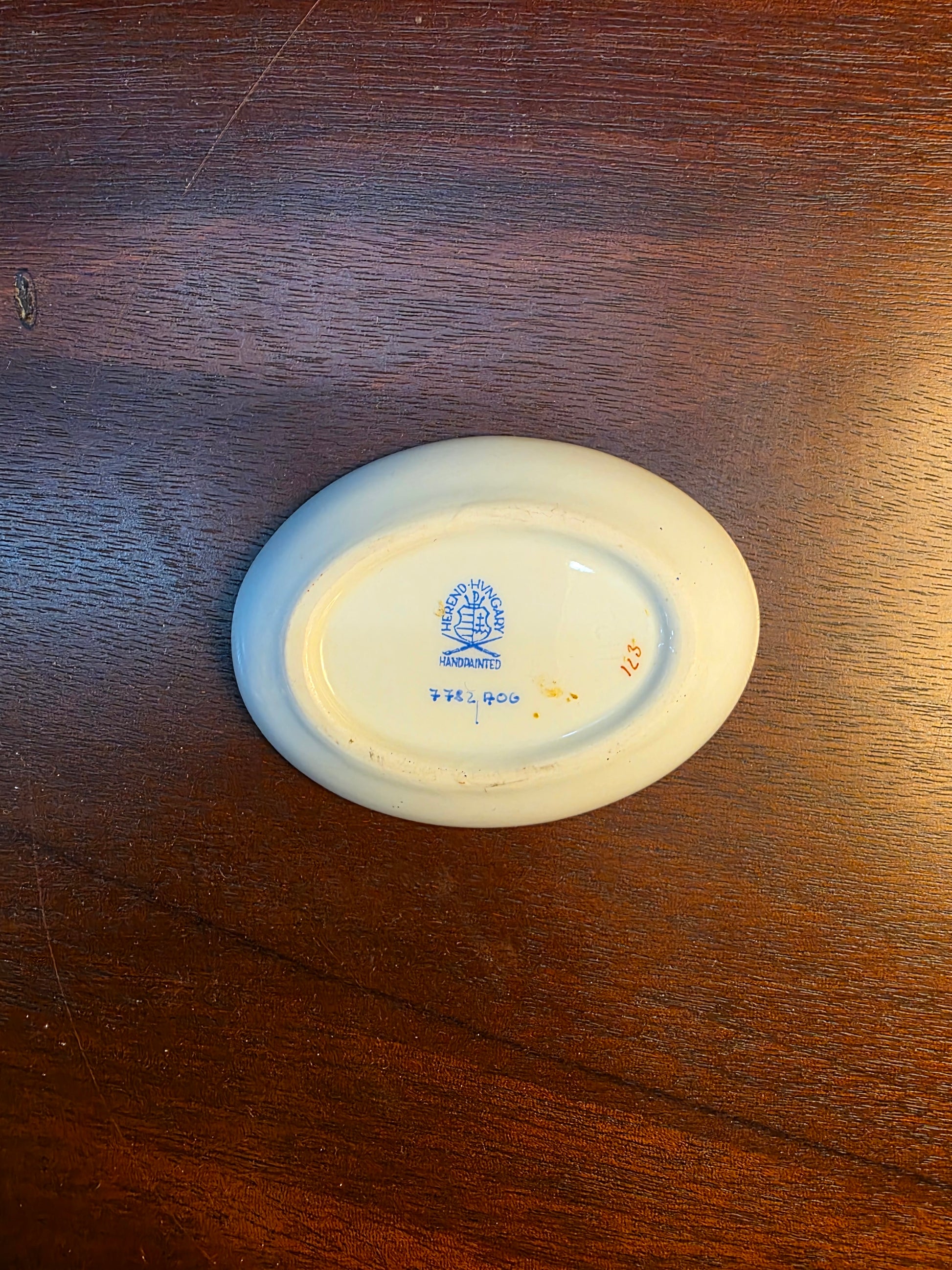 Miniature Herend Chinese Bouquet Hand Painted Porcelain Trinket Ring Dish