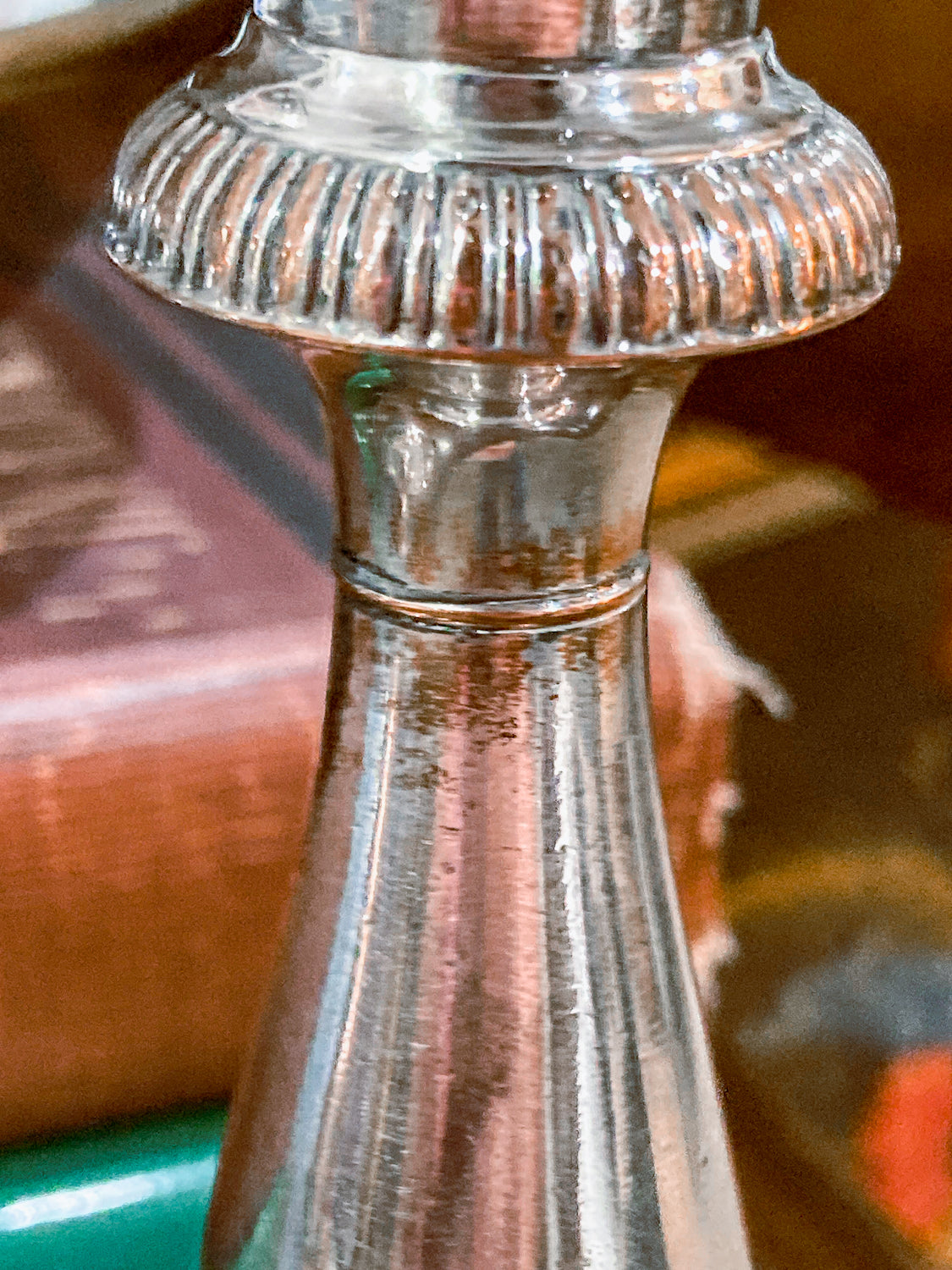 Pair 20th Century Georgian Style Silver-Plated Tall Weighted Candlesticks