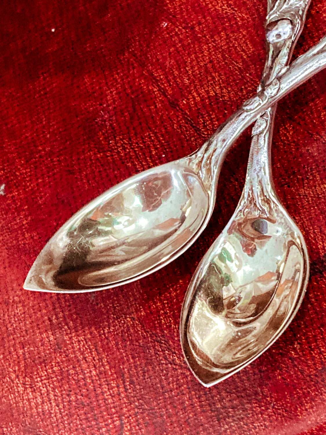 Pair Antique 1907 Watson Sterling Silver Orange Pattern Citrus Spoons