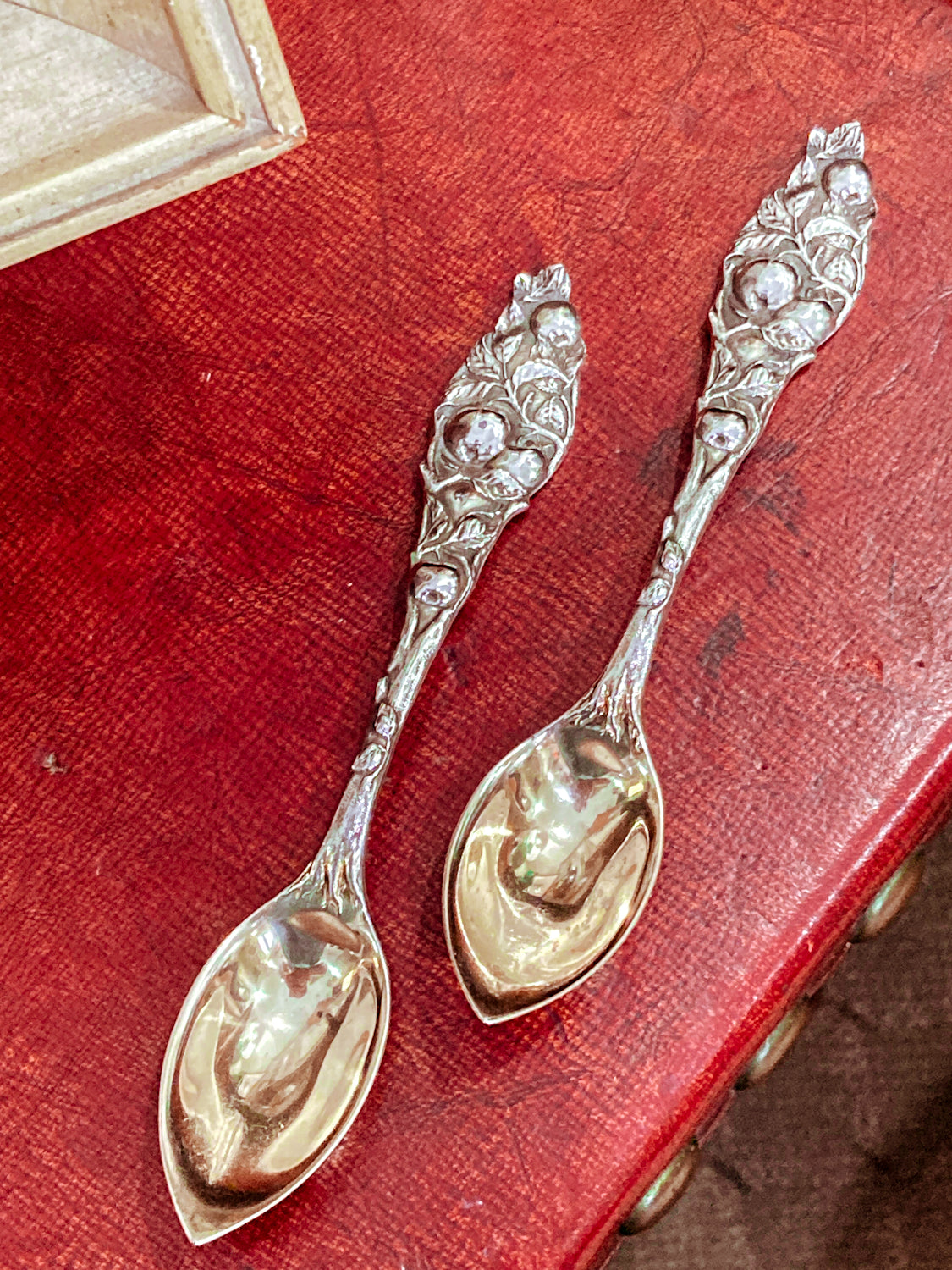 Pair Antique 1907 Watson Sterling Silver Orange Pattern Citrus Spoons