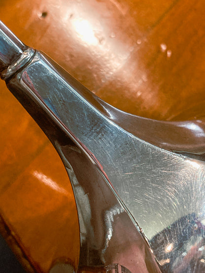 Pair Antique 20th Century Sterling Silver Tall Tapered Monogramed Candlesticks