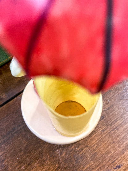 Pair Antique Celluloid Folk Figural Couple with Umbrellas Toothpick Holders