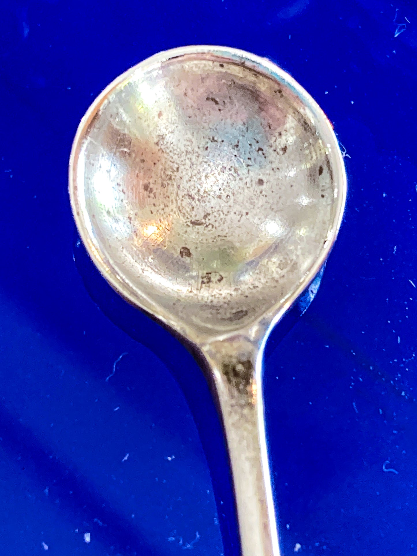 Pair Antique Mappin & Webb Sterling Silver Cobalt Glass Footed Salt Cellars
