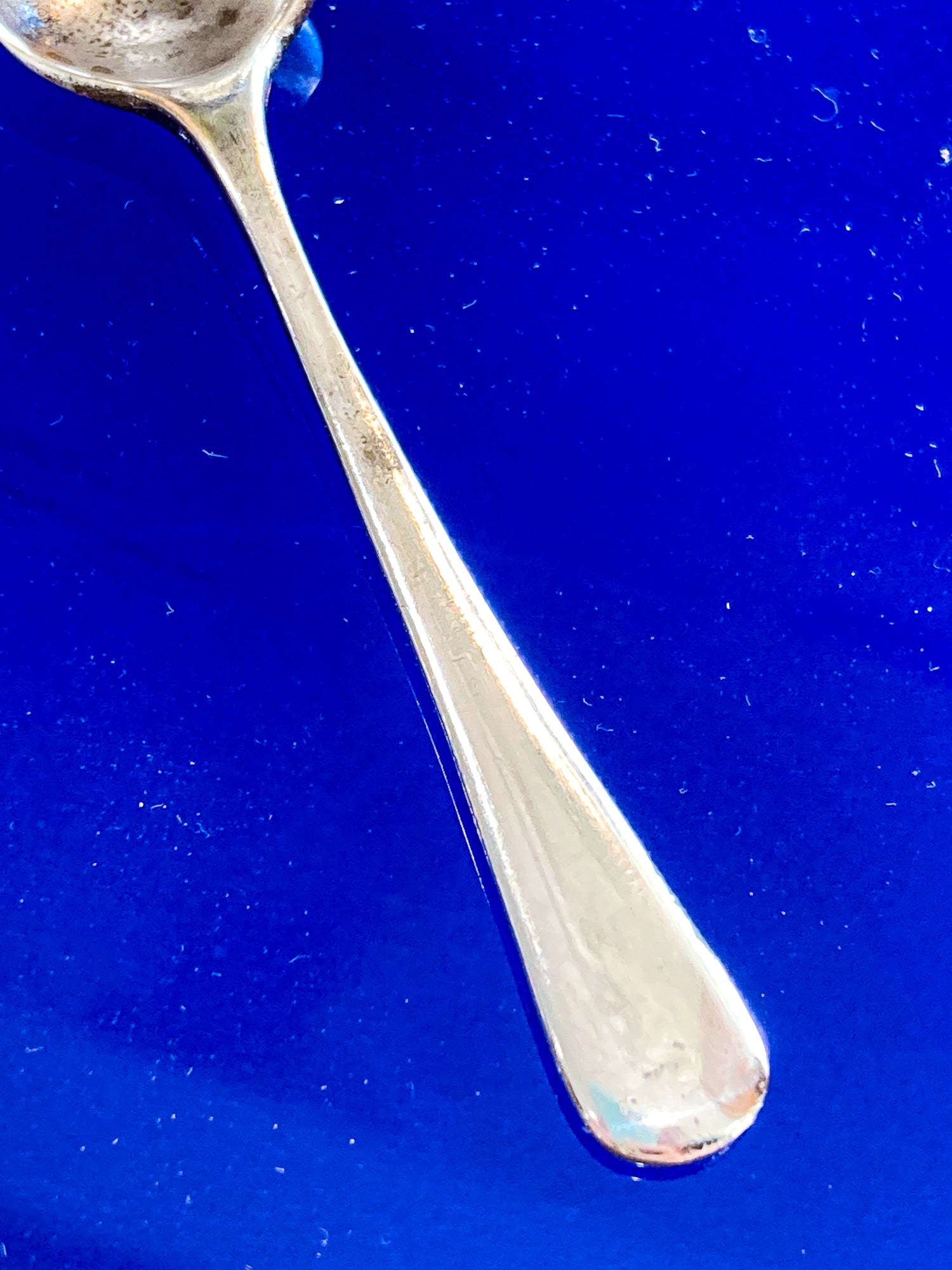 Pair Antique Mappin & Webb Sterling Silver Cobalt Glass Footed Salt Cellars