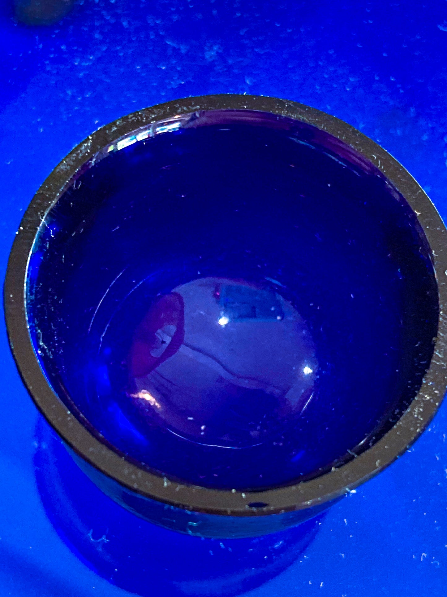 Pair Antique Mappin & Webb Sterling Silver Cobalt Glass Footed Salt Cellars