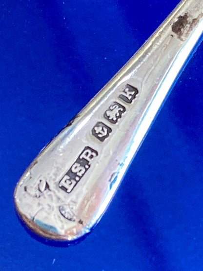 Pair Antique Mappin & Webb Sterling Silver Cobalt Glass Footed Salt Cellars