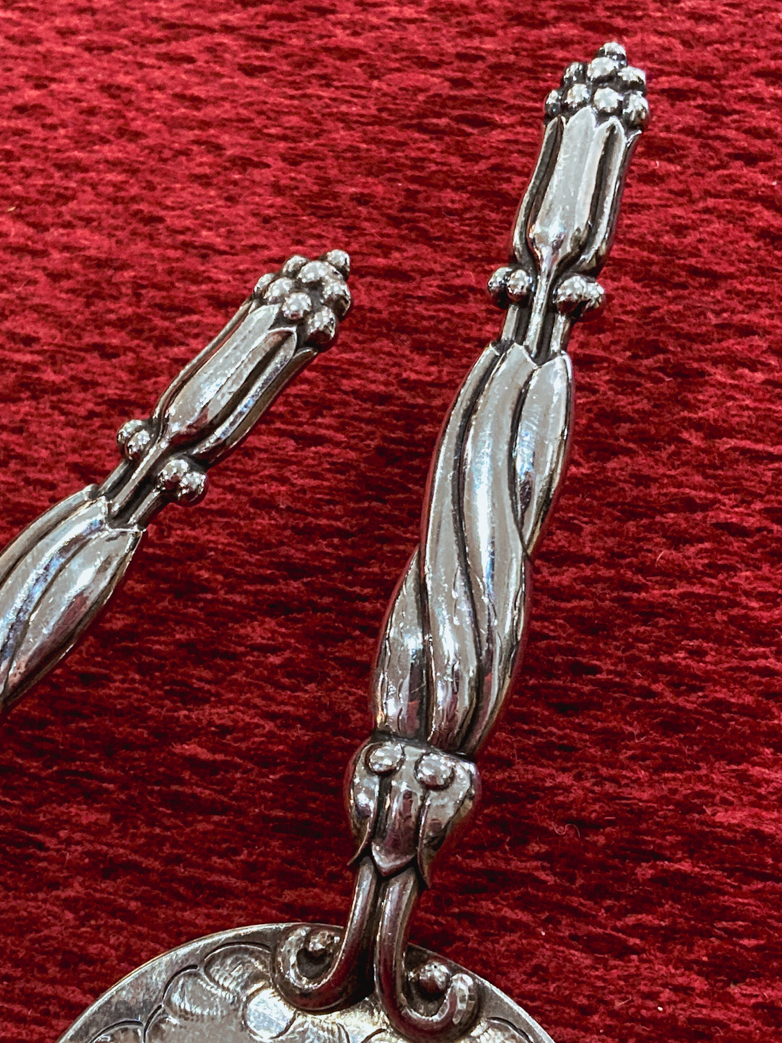 Pair Vintage Georg Jensen Pattern #91 Sterling Silver Fish Serving Set
