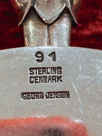 Pair Vintage Georg Jensen Pattern #91 Sterling Silver Fish Serving Set