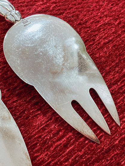 Pair Vintage Georg Jensen Pattern #91 Sterling Silver Fish Serving Set