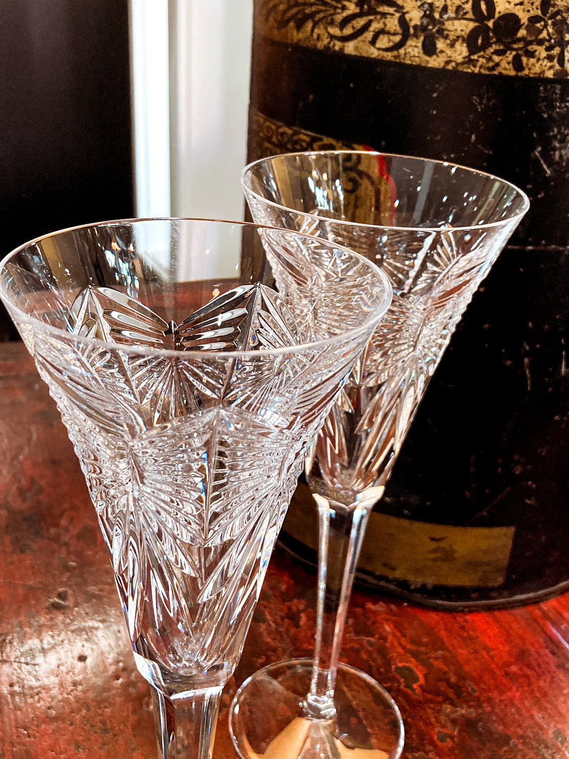 Waterford Millennium Series Happiness Crystal Toasting Flutes Glassware Pair