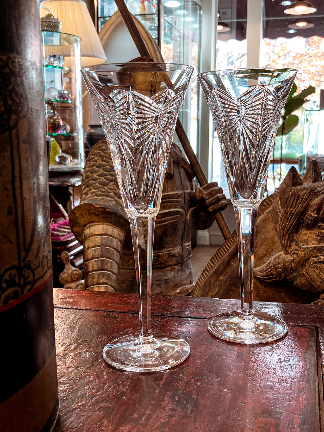 Waterford Millennium Series Happiness Crystal Toasting Flutes Glassware Pair