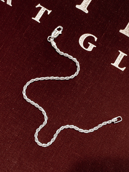 Radiant Italian 925 Sterling Silver Twisted Rope 7-Inch Chain Bracelet