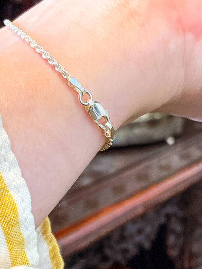 Radiant Italian 925 Sterling Silver Twisted Rope 7-Inch Chain Bracelet