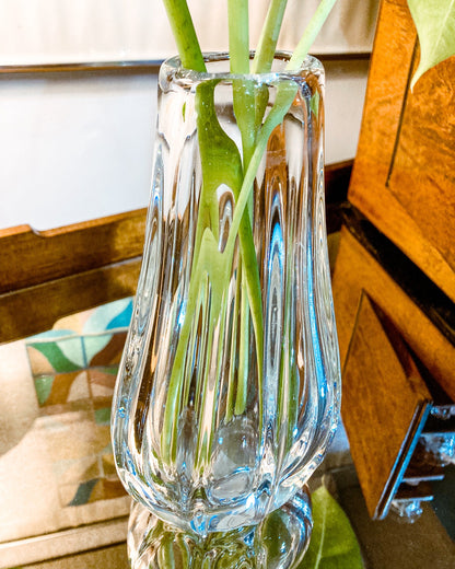 Radiant Vintage Daum Style Hand-Blown Thick Curvy Glass Vase