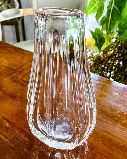 Radiant Vintage Daum Style Hand-Blown Thick Curvy Glass Vase