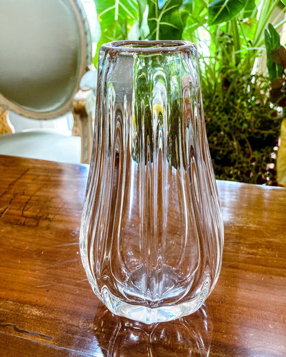 Radiant Vintage Daum Style Hand-Blown Thick Curvy Glass Vase