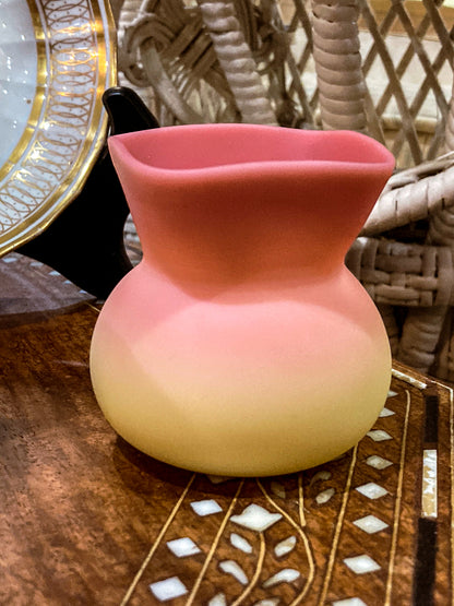 Antique Mt. Washington Pink Yellow Burmese Glass Toothpick Holder