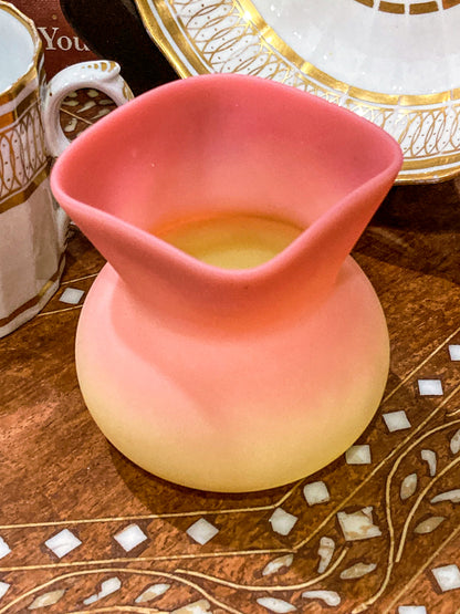 Antique Mt. Washington Pink Yellow Burmese Glass Toothpick Holder