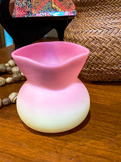 Antique Mt. Washington Pink Yellow Burmese Glass Toothpick Holder