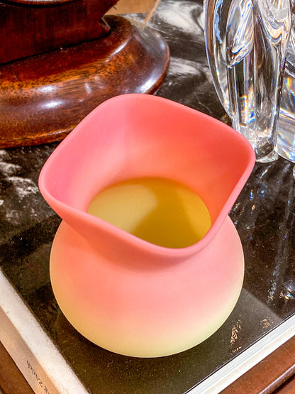Antique Mt. Washington Pink Yellow Burmese Glass Toothpick Holder