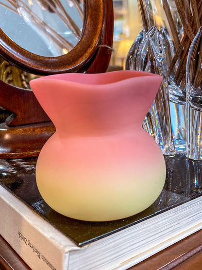 Antique Mt. Washington Pink Yellow Burmese Glass Toothpick Holder