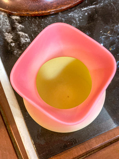 Antique Mt. Washington Pink Yellow Burmese Glass Toothpick Holder