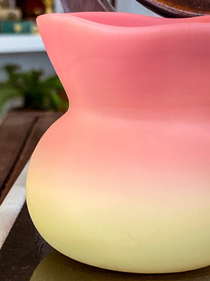 Antique Mt. Washington Pink Yellow Burmese Glass Toothpick Holder