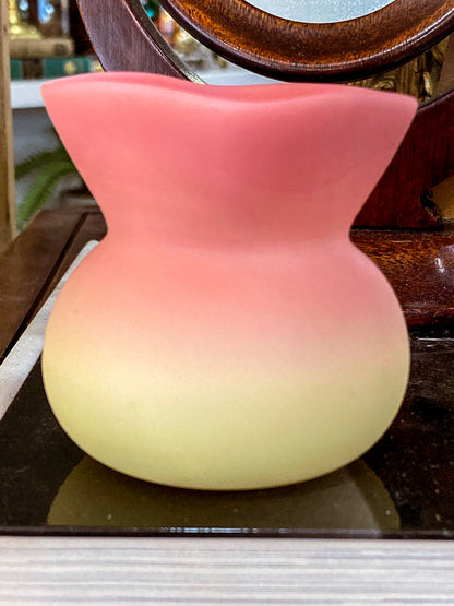 Antique Mt. Washington Pink Yellow Burmese Glass Toothpick Holder