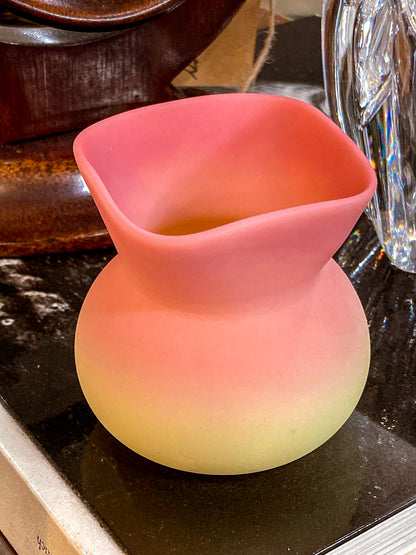 Antique Mt. Washington Pink Yellow Burmese Glass Toothpick Holder