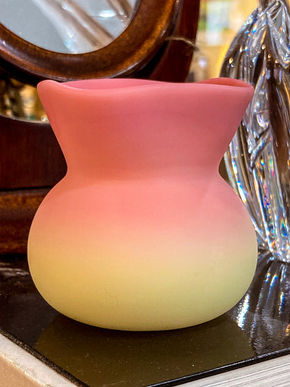Antique Mt. Washington Pink Yellow Burmese Glass Toothpick Holder